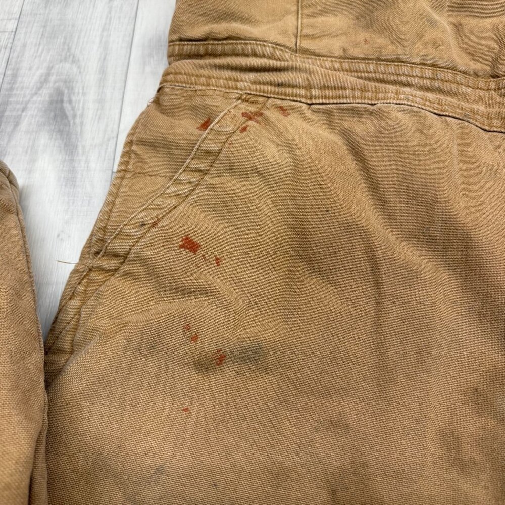 ✅Mens 46/48 Reg Dickies Quilted Insulated Bib Overalls Brown Duck Canvas STAINED - Picture 6 of 13